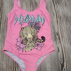 Pink Def Leppard Graphic Swimsuit